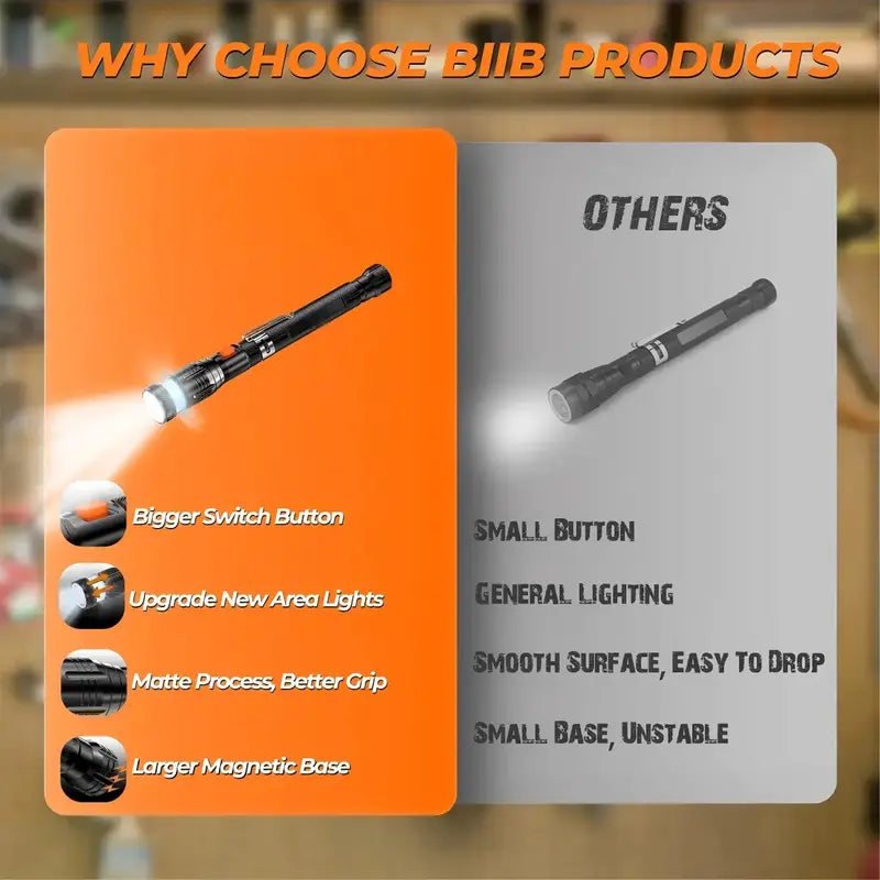 💡Extendable Magnetic Pickup Tools - Telescoping Magnet with LED Flashlight Gifts for Men, Fathers Day Mens Gifts from Daughter Son, Birthday Gifts for Men Dad Him