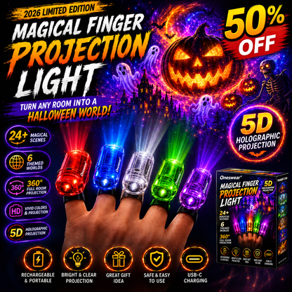 👻SCNDR® 🌌5D Halloween Finger Projector Set — 40+ Patterns
