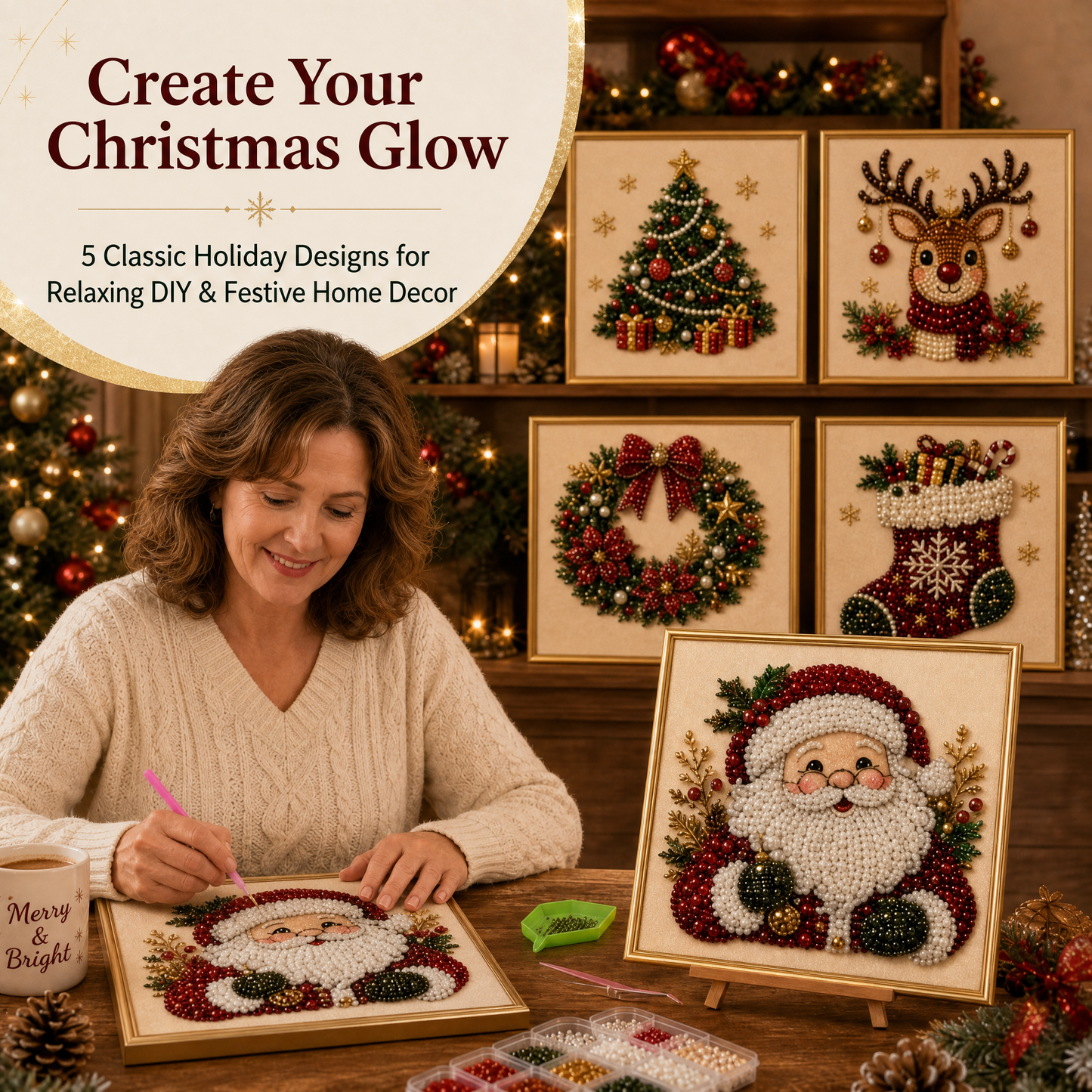 🎨💎 No Experience Needed | 3D DIY Christmas Bead Art Set