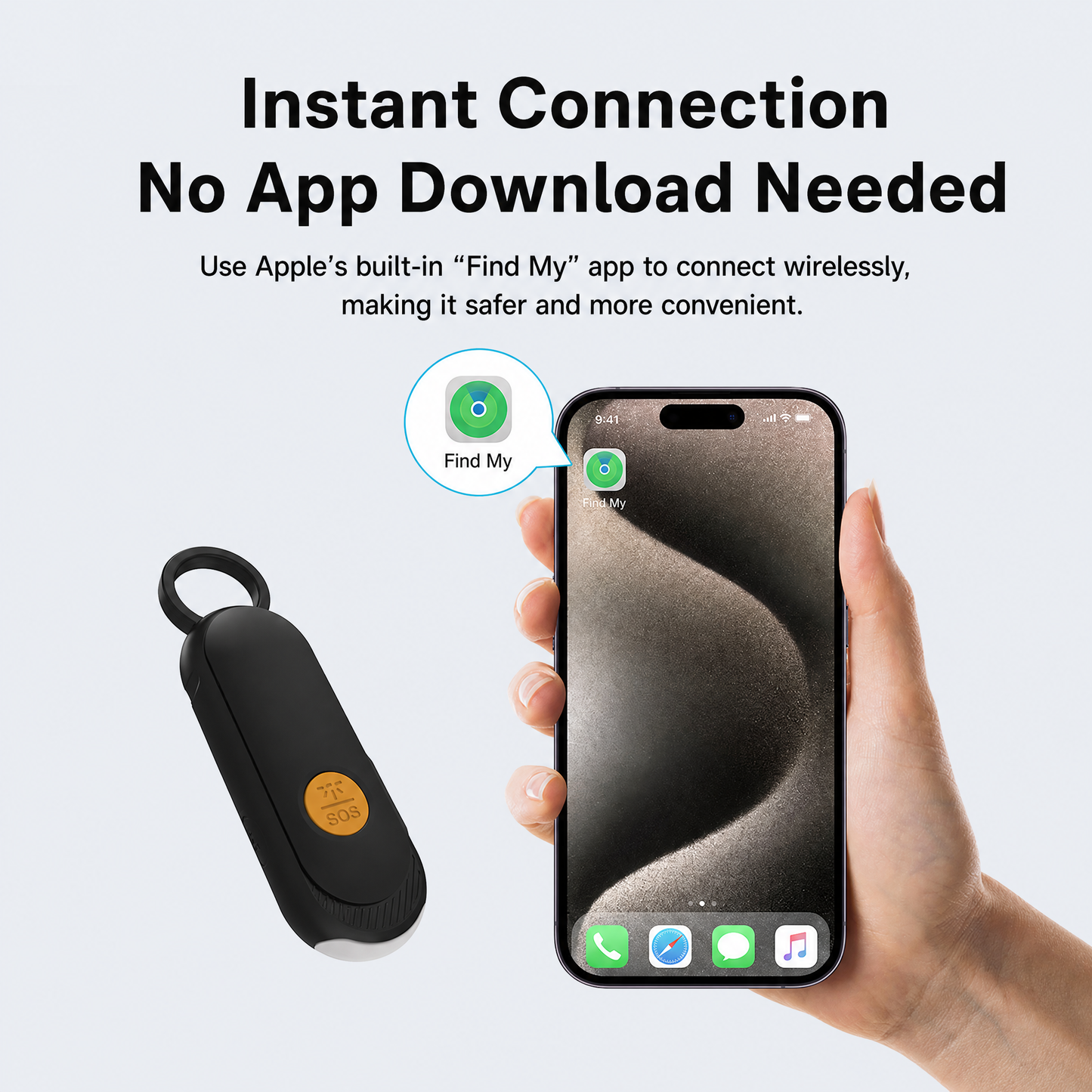 🚨Smart Personal Safety Alarm with Apple Find My – 6-8 Months Battery, IPX5 Waterproof, 2-in-1 Alert & LED Flashlight, Key Finder Tracker