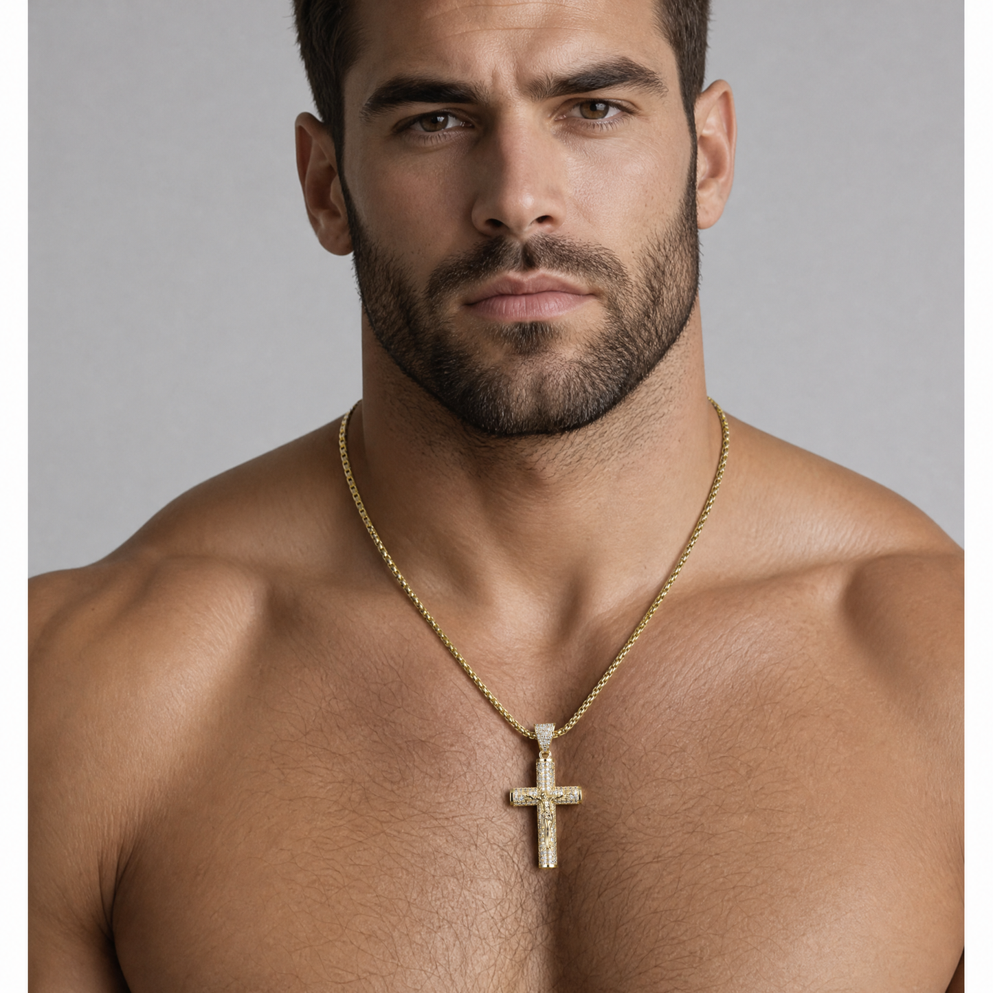 ¡60% DESCUENTO! ✝️ Collar crucifijo Jesús 14K bañado oro real, cadena Miami Nanotech anti-empaña, estilos Cubano/Figaro/Rope, 24", regalo cristiano.