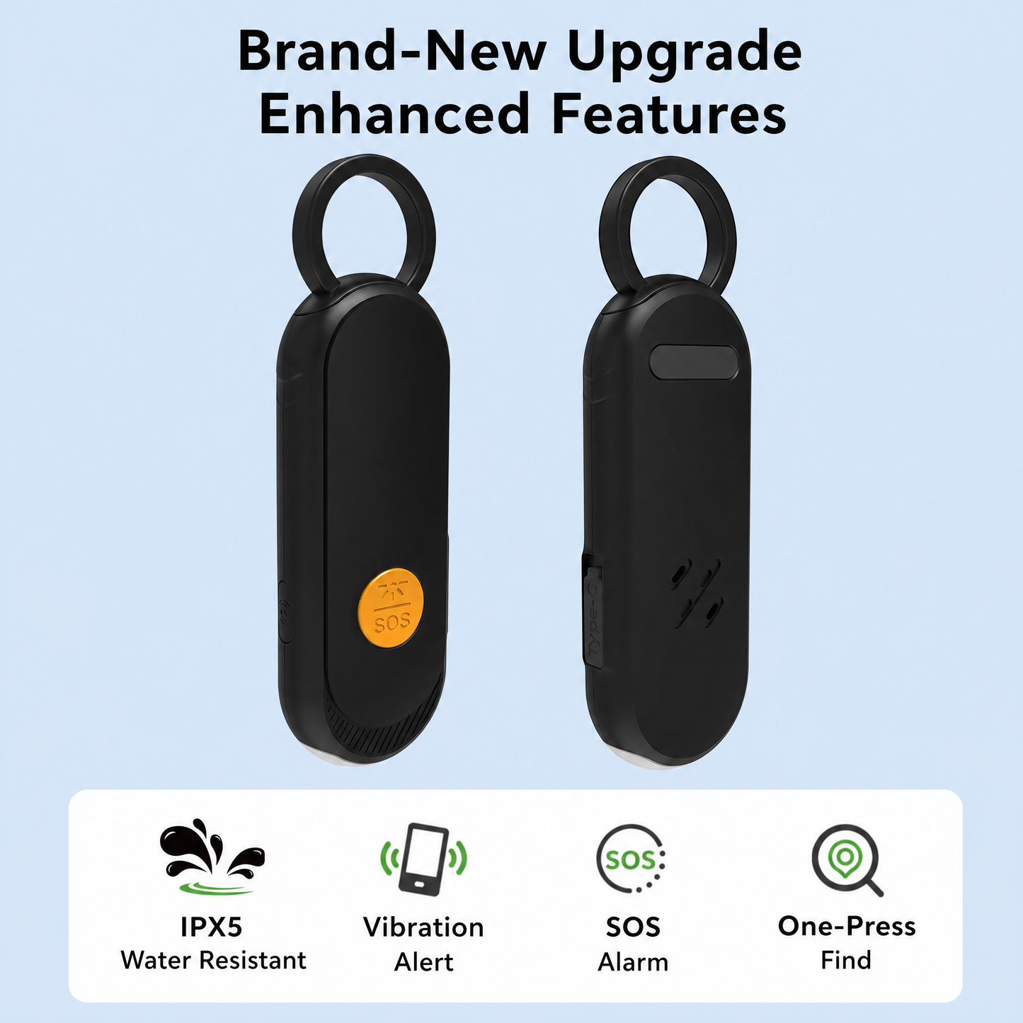 🚨Smart Personal Safety Alarm with Apple Find My – 6-8 Months Battery, IPX5 Waterproof, 2-in-1 Alert & LED Flashlight, Key Finder Tracker