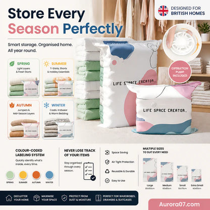 Devareon®🛍️ 40% OFF! No‑Pump Vacuum Storage Bags – Press & seal, no pump needed. Saves 80% space, keeps clothes dry & dust‑free. Perfect for bulky bedding & off‑season gear.