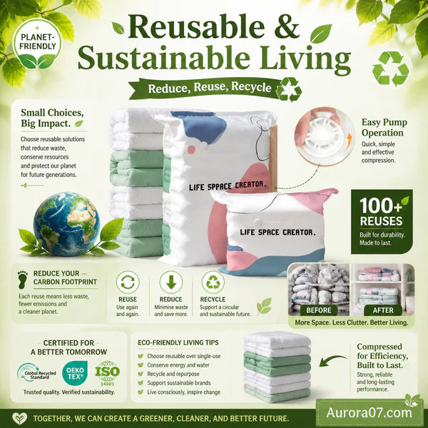 Devareon®🛍️ 40% OFF! No‑Pump Vacuum Storage Bags – Press & seal, no pump needed. Saves 80% space, keeps clothes dry & dust‑free. Perfect for bulky bedding & off‑season gear.