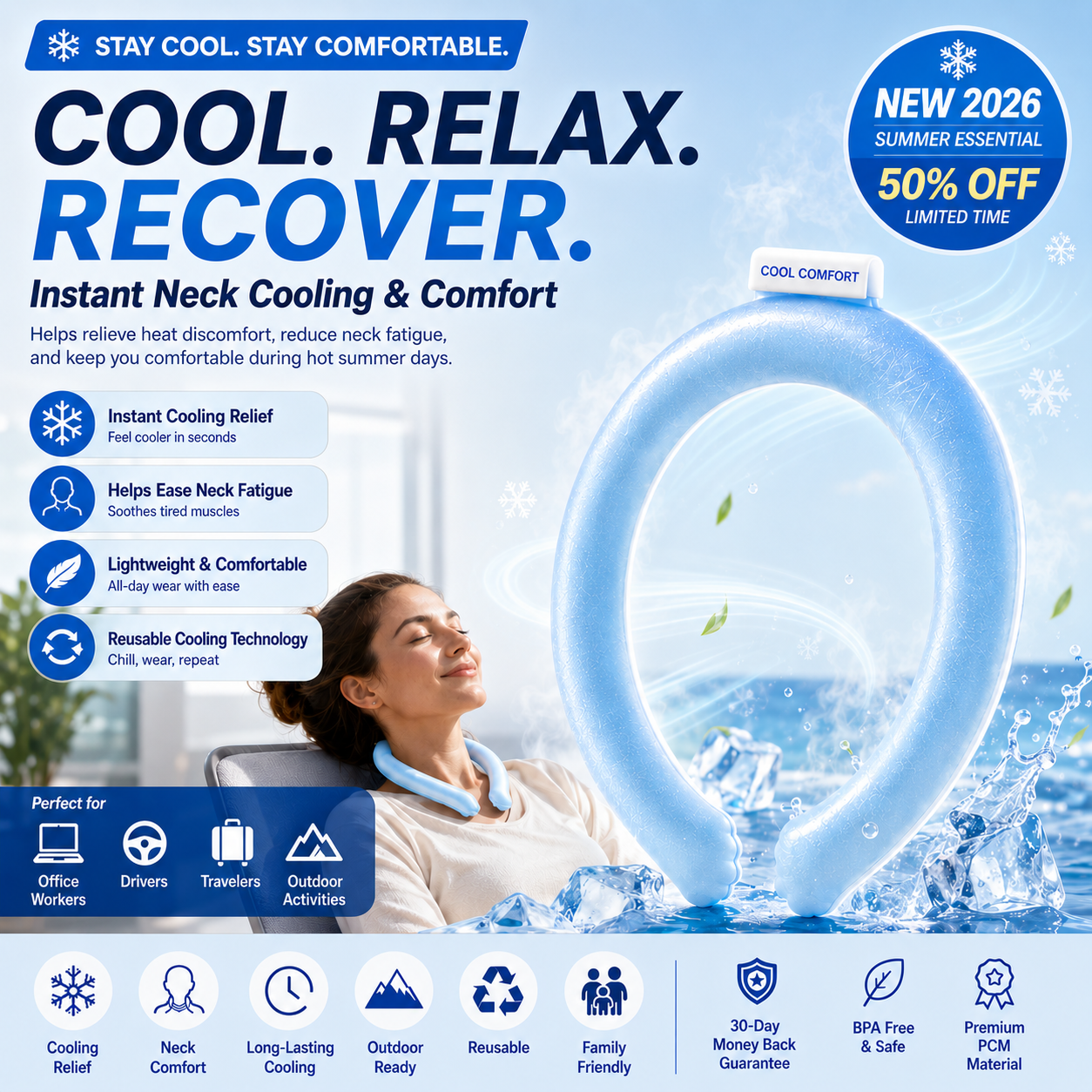 Billhol®🦟PCM Cooling Neck Ring — Instant Heat Relief