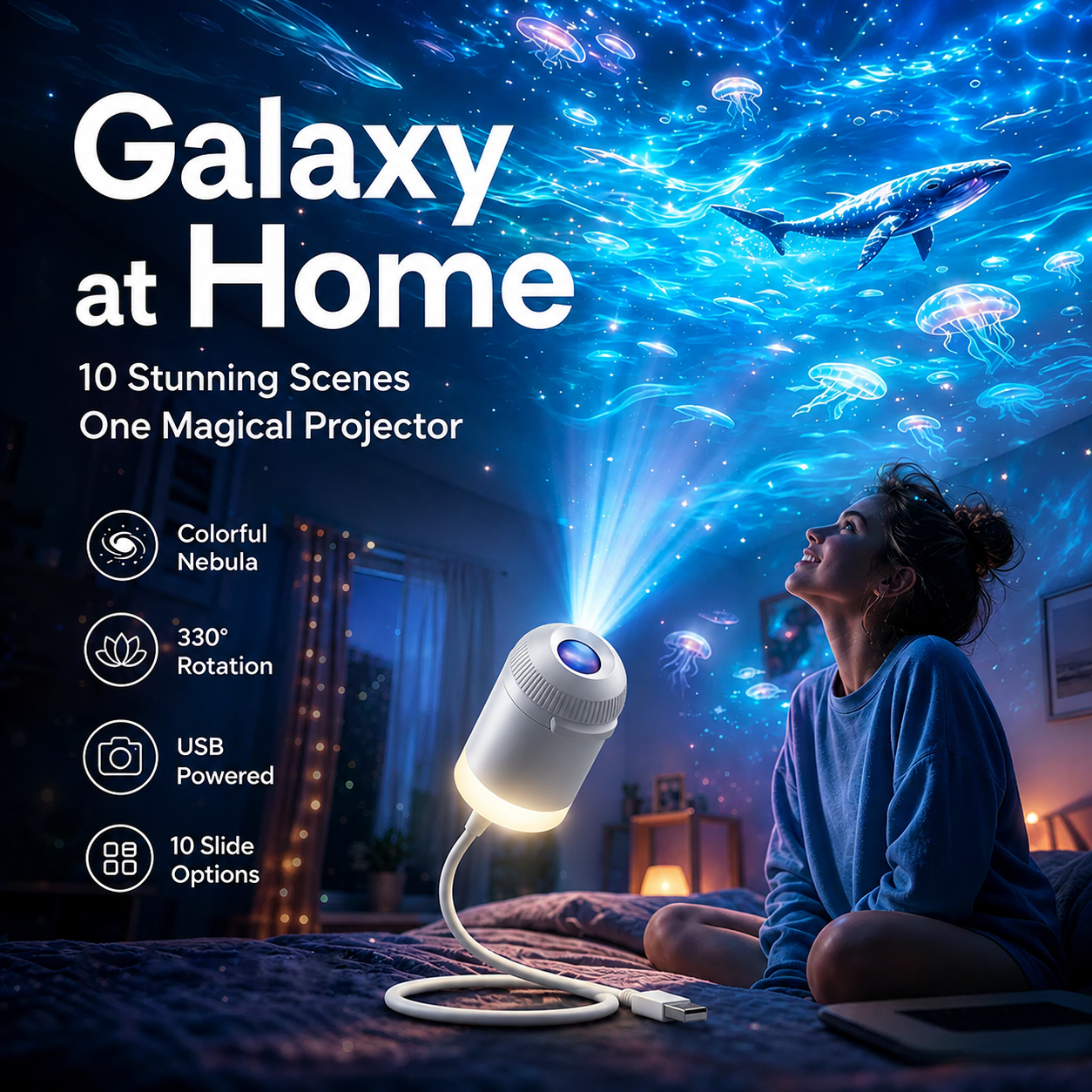 Comaguo®🇨🇦 Night Light Projector - Smart Holographic Star Projector