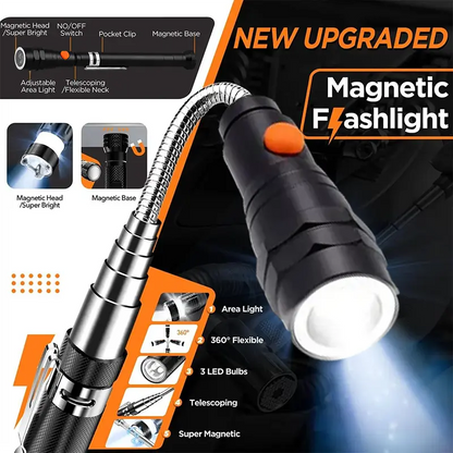 💡Extendable Magnetic Pickup Tools - Telescoping Magnet with LED Flashlight Gifts for Men, Fathers Day Mens Gifts from Daughter Son, Birthday Gifts for Men Dad Him