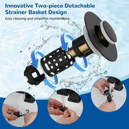 🔥 70% OFF! SVOZK® 💧 3 in 1 Sink Drain Strainer, Universal Pop Up Stopper with Removable Stainless Steel Filter Basket Hair Catcher