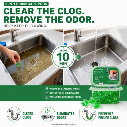 🔥 LIMITED TIME OFFER — SAVE 70% 3-IN-1 Drain Care Pods The Simple Way To Freshen Drains, Reduce Odors & Prevent Buildup