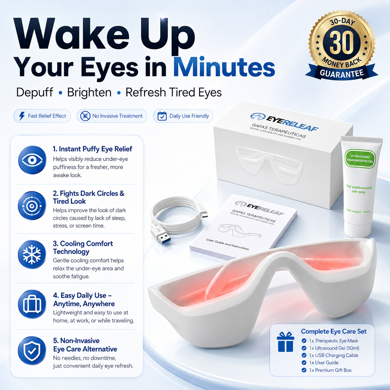 Eye Releaf👓 Under Eye Therapy Glasses for Puffy Eyes, Eye Bags & Dark Circles – Eye Fatigue Relief