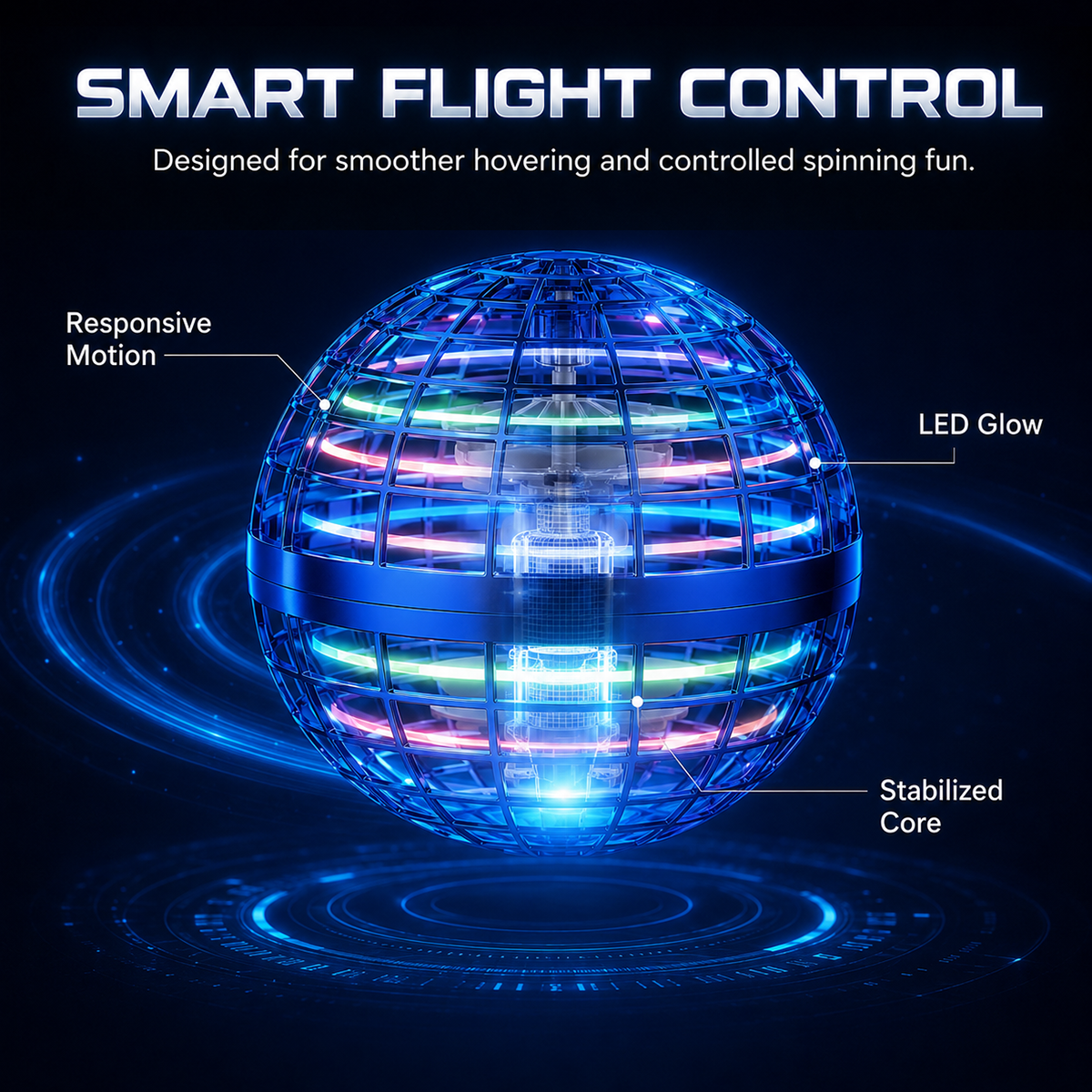 🔥Last day 70%off丨REBYIPO® Cosmic Flying Orb Ball | LED Hover & Boomerang Flying Toy for Kids & Family