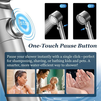 🚿FEELSO Filtered Shower Head with Handheld, High Pressure 4 Spray Showerhead with Filters & Upgraded Anti-clog Nozzles for Hard Water -Remove Chlorine, Reduce Dry Itchy Skin -ON/OFF Switch for Pet Bath