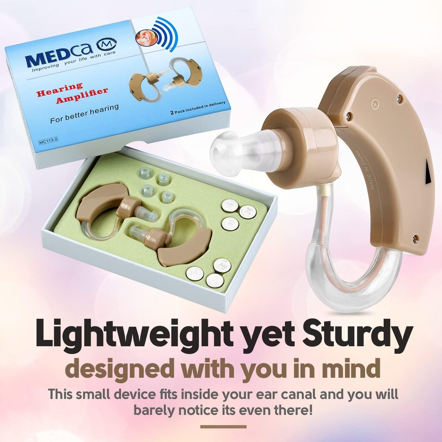 MEDca BTE Behind The Ear Sound Amplifier Super Mini Size Sound Enhancer
