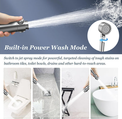 🚿FEELSO Filtered Shower Head with Handheld, High Pressure 4 Spray Showerhead with Filters & Upgraded Anti-clog Nozzles for Hard Water -Remove Chlorine, Reduce Dry Itchy Skin -ON/OFF Switch for Pet Bath