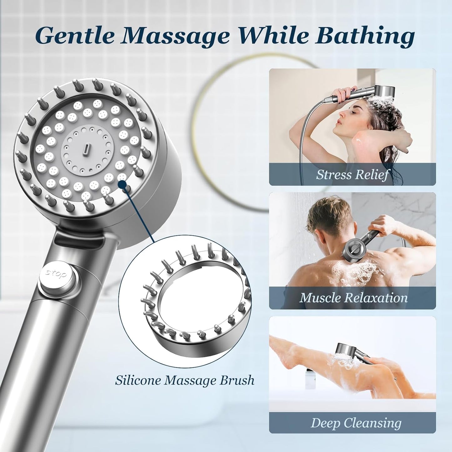 🚿FEELSO Filtered Shower Head with Handheld, High Pressure 4 Spray Showerhead with Filters & Upgraded Anti-clog Nozzles for Hard Water -Remove Chlorine, Reduce Dry Itchy Skin -ON/OFF Switch for Pet Bath