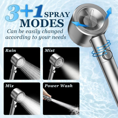 🚿FEELSO Filtered Shower Head with Handheld, High Pressure 4 Spray Showerhead with Filters & Upgraded Anti-clog Nozzles for Hard Water -Remove Chlorine, Reduce Dry Itchy Skin -ON/OFF Switch for Pet Bath