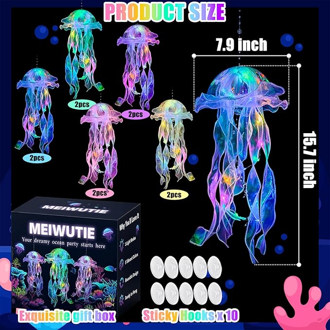 🌊 JellyGlow™ LED Jellyfish Lanterns Turn Any Room Into A Magical Underwater Paradise