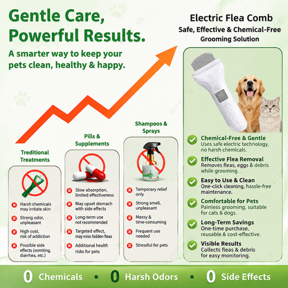 🥳2026 HOT SALE🥳💞50K+ SOLD!🐾⚡ 50% OFF! Electric Flea Comb for Pets – Vacuum suction + fine stainless teeth, chemical‑free flea removal. Gentle on coat, easy to clean – a must for pet parents! 🛡️✨