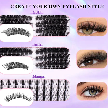🔥 MEGA SALE 70% OFF – DIY Fluffy D Curl Lash Clusters Kit, 10 Styles for Salon Volume at Home