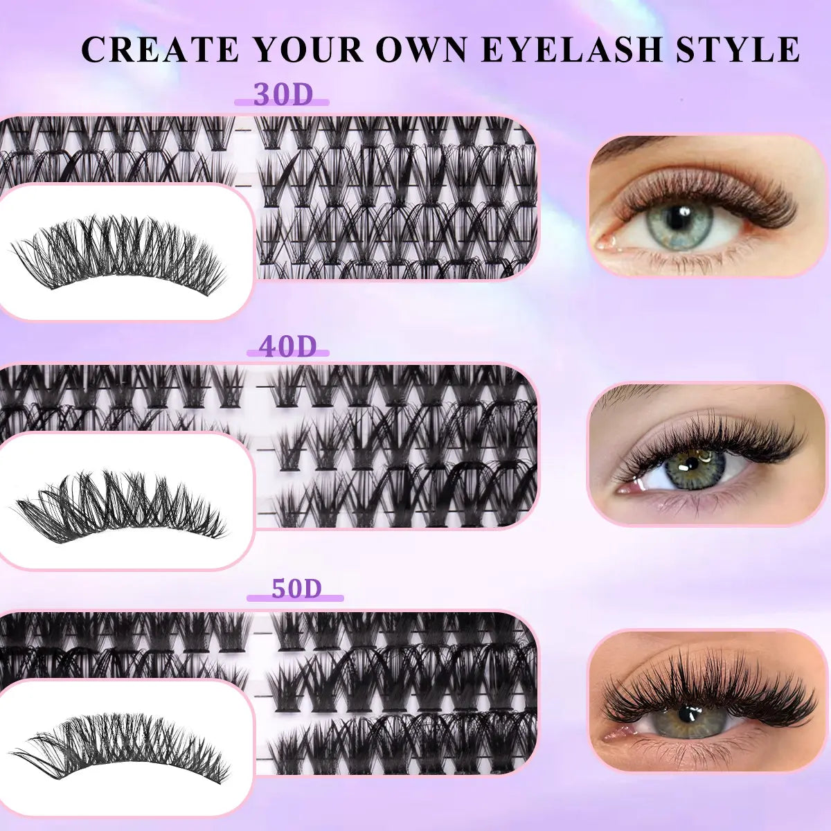 🔥 MEGA SALE 70% OFF – DIY Fluffy D Curl Lash Clusters Kit, 10 Styles for Salon Volume at Home