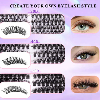 🔥 MEGA SALE 70% OFF – DIY Fluffy D Curl Lash Clusters Kit, 10 Styles for Salon Volume at Home