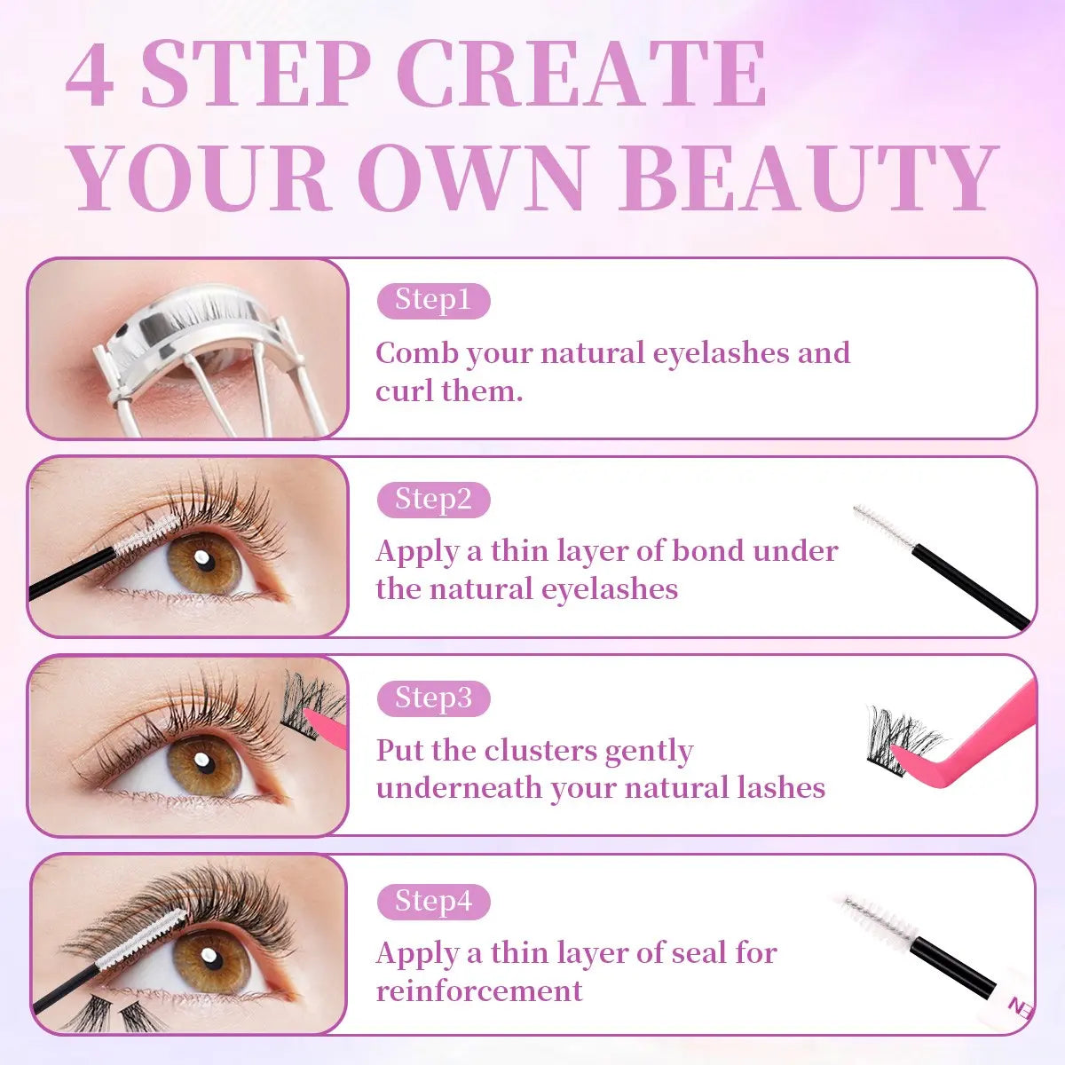 🔥 MEGA SALE 70% OFF – DIY Fluffy D Curl Lash Clusters Kit, 10 Styles for Salon Volume at Home