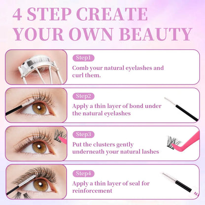 🔥 MEGA SALE 70% OFF – DIY Fluffy D Curl Lash Clusters Kit, 10 Styles for Salon Volume at Home