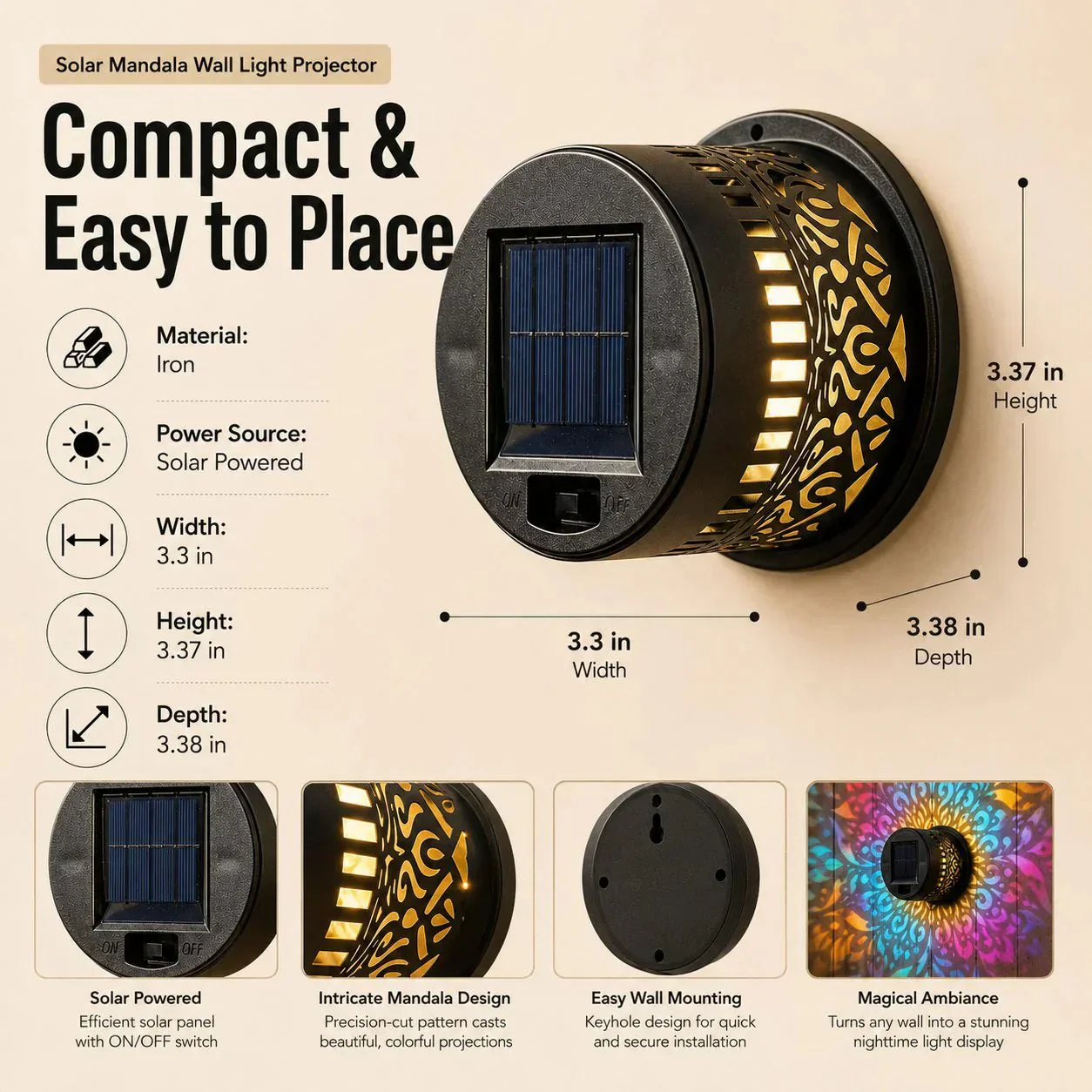 ⏰ 2026 🇺🇸 New Arrivals Solar Mandala Wall Light Outdoor ⏰