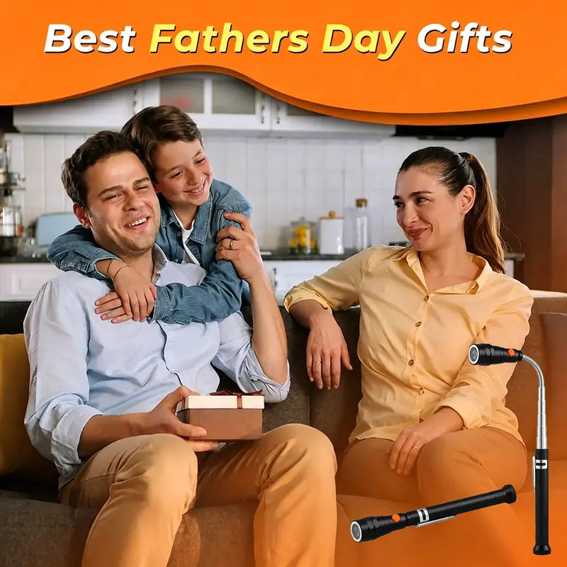 💡Extendable Magnetic Pickup Tools - Telescoping Magnet with LED Flashlight Gifts for Men, Fathers Day Mens Gifts from Daughter Son, Birthday Gifts for Men Dad Him