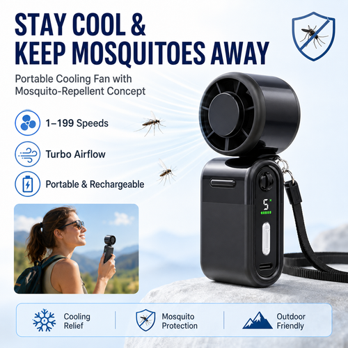 2026 HOT SALE50K+ BVJ®SOLD!❄️ 50% OFF! Mosquito-Repelling Turbo Handheld Fan – 16900 RPM, 6 speeds, LED display. 3000mAh battery, 10.7hrs cooling. Pocket‑sized power! 🌬️✨🦟