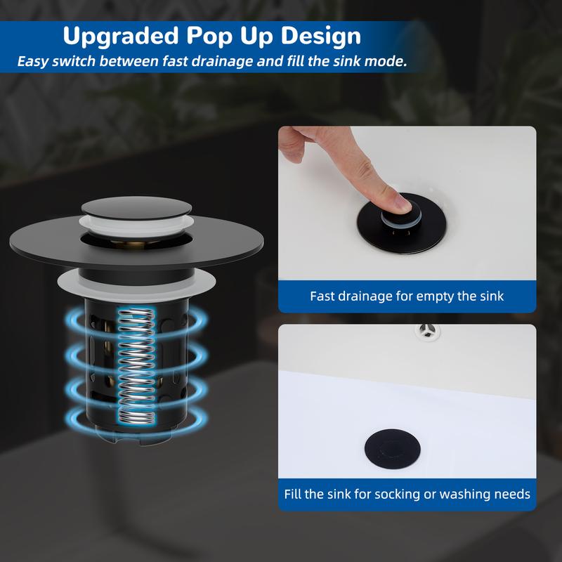 🔥 70% OFF! SVOZK® 💧 3 in 1 Sink Drain Strainer, Universal Pop Up Stopper with Removable Stainless Steel Filter Basket Hair Catcher
