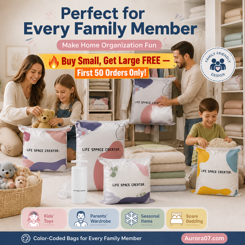 Devareon®🛍️ 40% OFF! No‑Pump Vacuum Storage Bags – Press & seal, no pump needed. Saves 80% space, keeps clothes dry & dust‑free. Perfect for bulky bedding & off‑season gear.