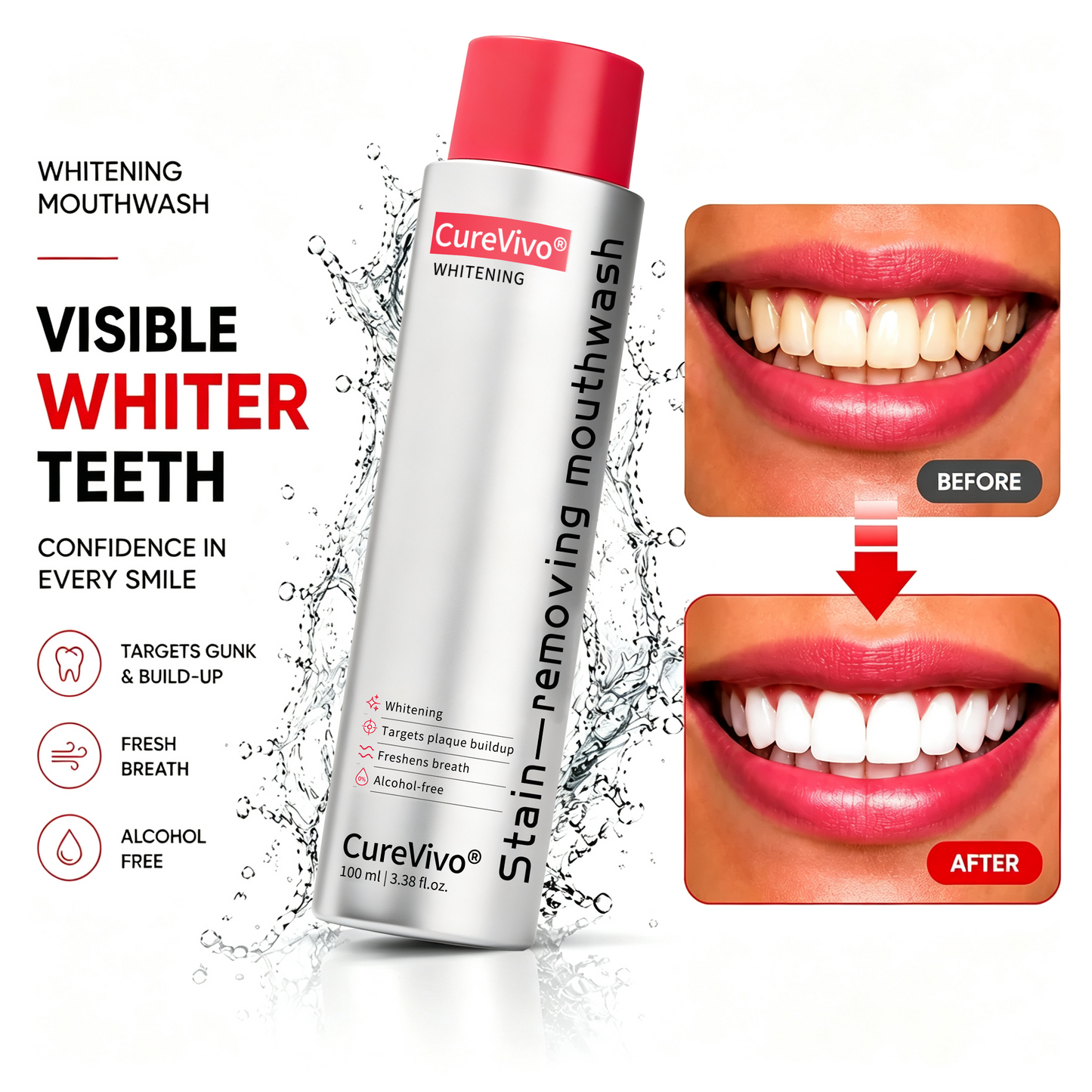 😆Surprise! Unlock 70% OFF on CureVivo® Bright White Mouthwash
