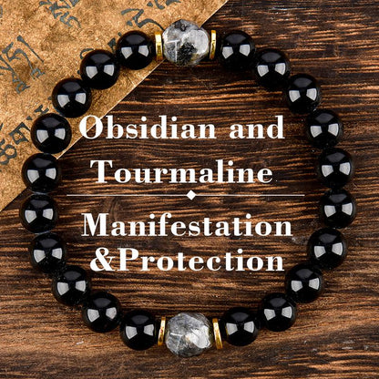 Obsidian & Black Tourmaline Protection Bracelet