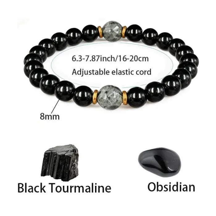 Obsidian & Black Tourmaline Protection Bracelet
