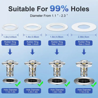 🔥 70% OFF! SVOZK® 💧 3 in 1 Sink Drain Strainer, Universal Pop Up Stopper with Removable Stainless Steel Filter Basket Hair Catcher